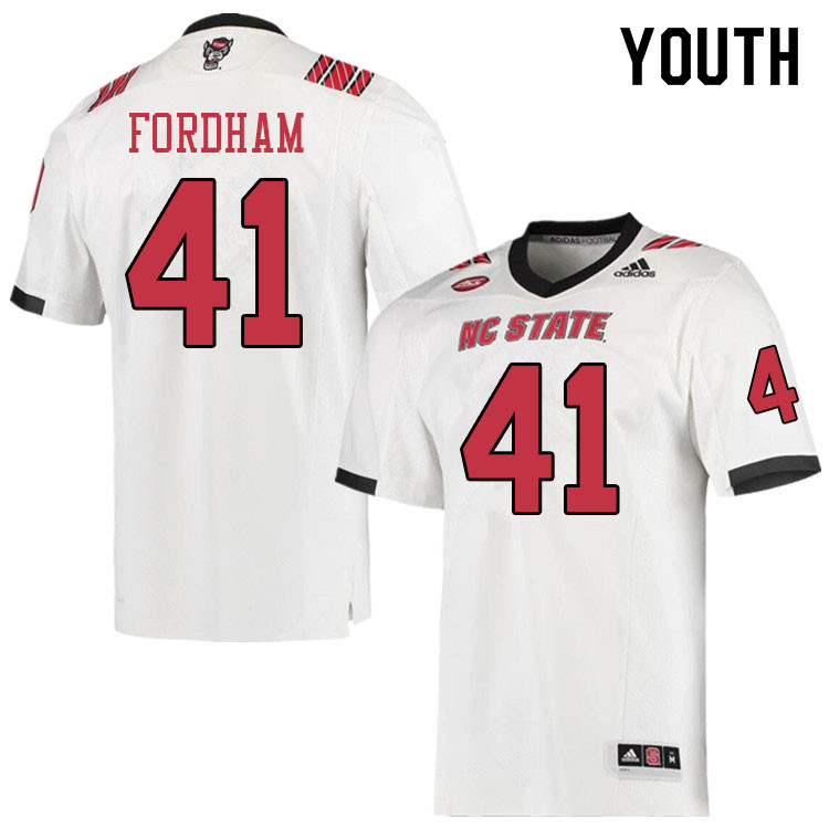 Youth #41 Caden Fordham NC State Wolfpack College Football Jerseys Sale-White